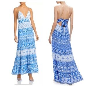 Alice & Olivia karolina paneled tie back maxi dress